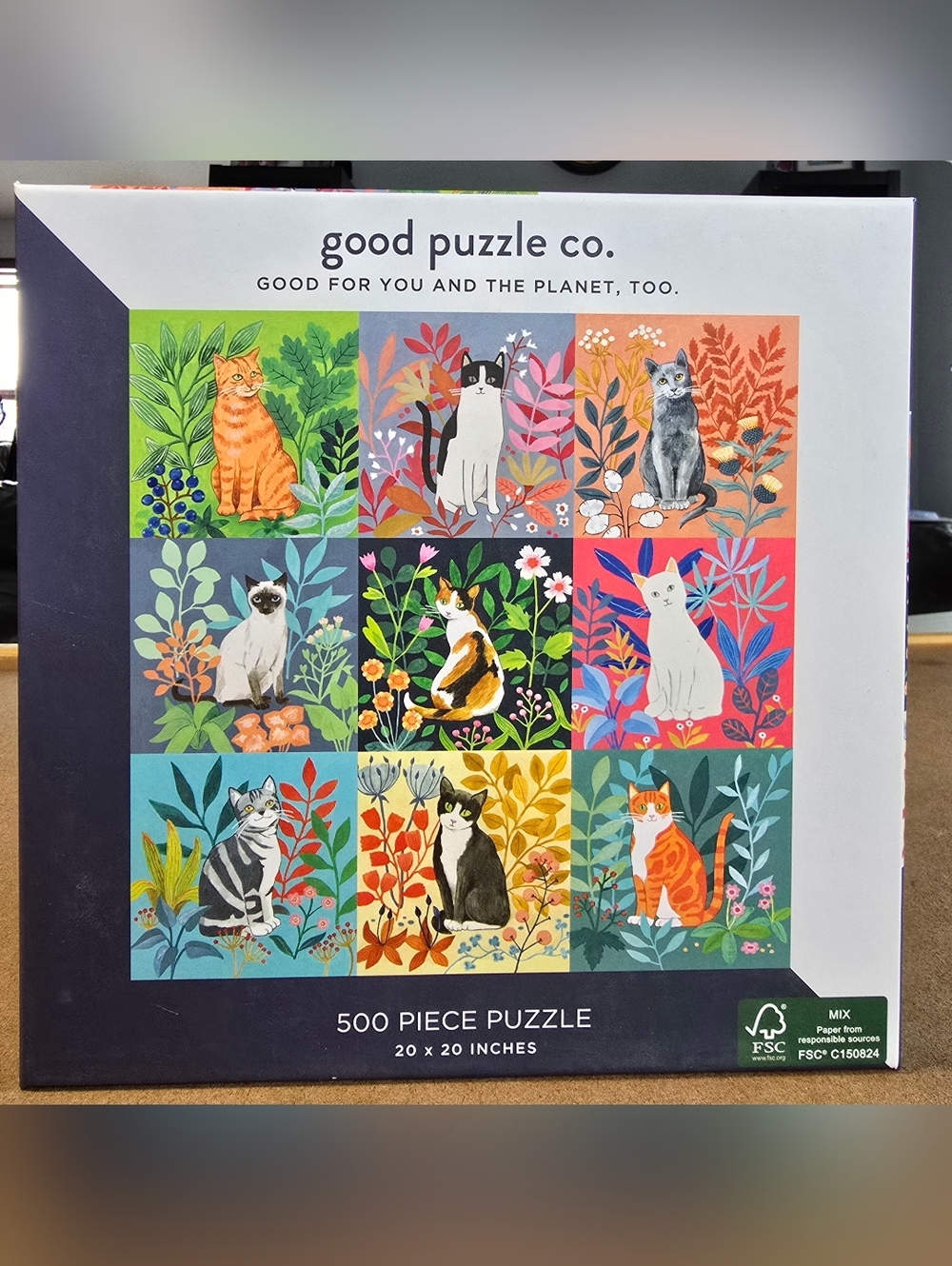 Good Puzzle Co. 500-Piece Cat Garden Puzzle - Colorful Multicolor